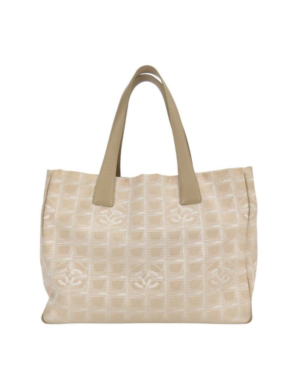 Chanel Handbag New Travel Line PM Jacquard Nylon Beige CC Logo Daily